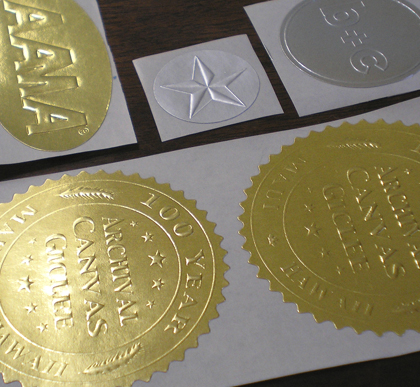 blind emboss stickers on silver and foil stock